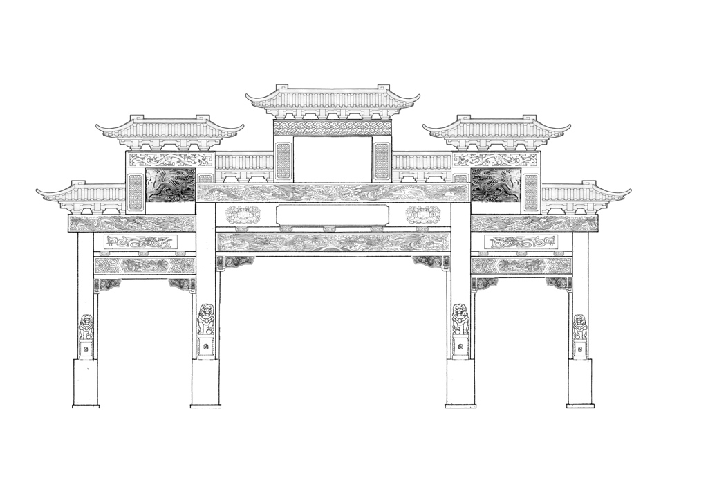 石牌坊斗拱設(shè)計圖紙